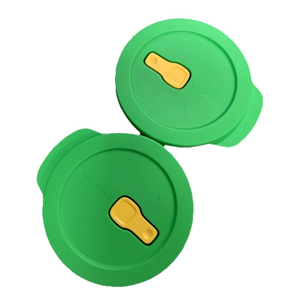 2 Tupperware 6” Crystal Wave Microwave Vented Replacement Lids Green 7372A-5